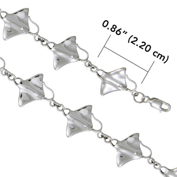Manta Ray Sterling Silver Link Bracelet TBG327-DD - Jewelry